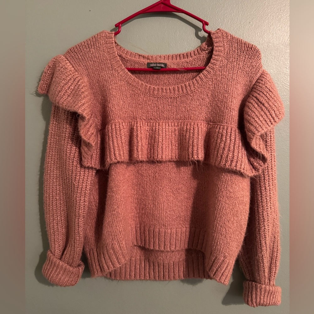 Wild Fable Dusty Rose Pink Ruffle detail Sweater (read detail)